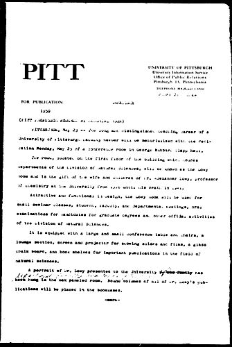 Pitt Professor Honored By Memorial Room