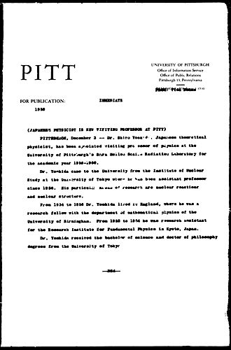 Japanese Physicist Is New Visiting Professor At Pitt