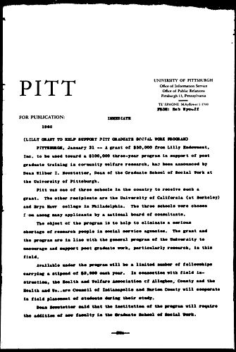 Lilly Grant To Help Support Pitt Graduate Social Work Program