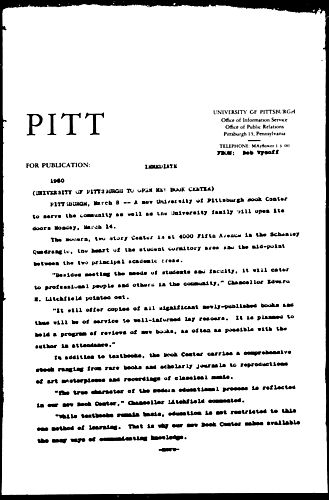 University Of Pittsburgh To Open New Book Center