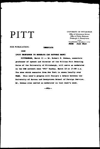 Pitt Professor To Moderate CBS Network Show