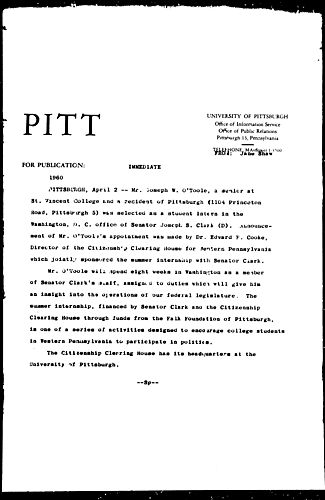 [St. Vincent Student Selected As Intern For Senator]