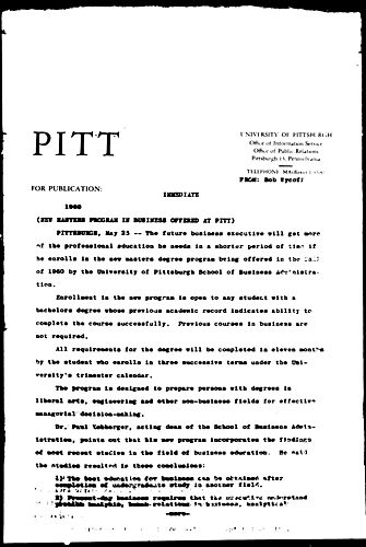 New Masters Program In Business Offered At Pitt