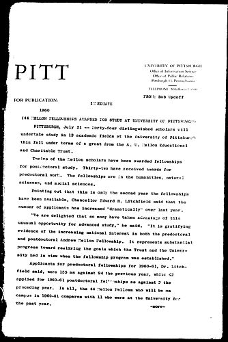 44 Mellon Fellowships Awarded For Study At University Of Pittsburgh