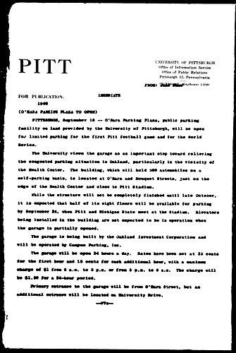 O'Hara Parking Plaza To Open