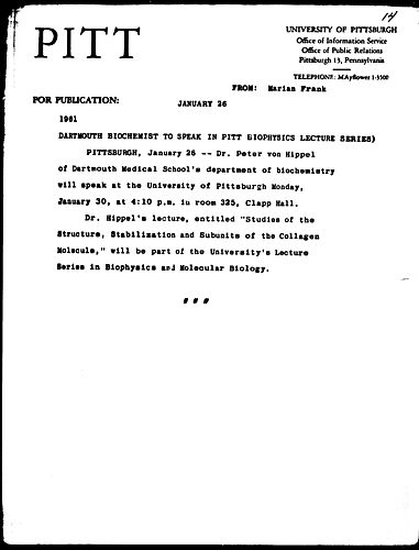 Dartmouth Biochemist To Speak In Pitt Biophysics Lecture Series