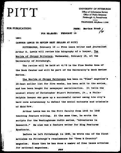 Arthur Lewis To Review Best Seller At Pitt