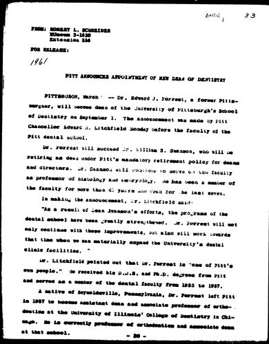 Pitt Announces Appointment Of New Dean Of Dentistry