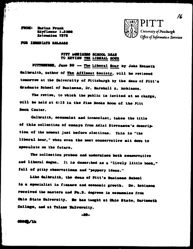 Pitt Business School Dean To Review The Liberal Hour