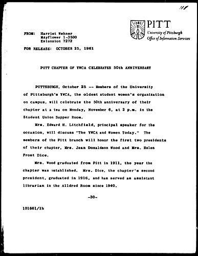 Pitt Chapter Of YWCA Celebrates 50th Anniversary