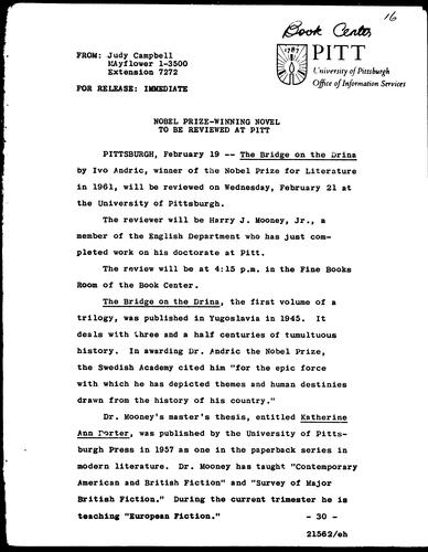 Novel Prize-Winning Novel To Be Reviewed At Pitt