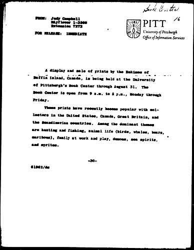 [Prints On Sale At Pitt Book Center]