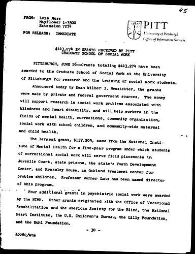 $443,274 In Grants Received By Pitt Graduate School Of Social Work