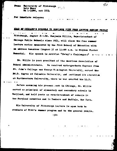 Head Of Chicago's Schools To Conclude Pitt Free Lecture Series Friday