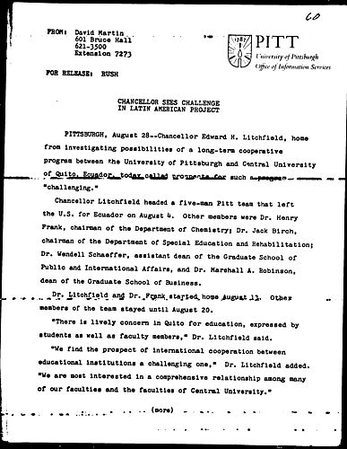 Chancellor Sees Challenge In Latin American Project