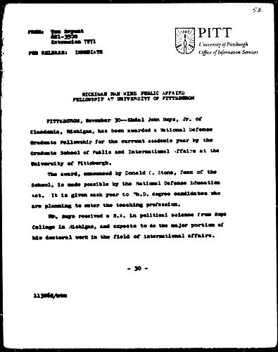 Michigan Man Wins Public Affairs Fellowship At University Of Pittsburgh