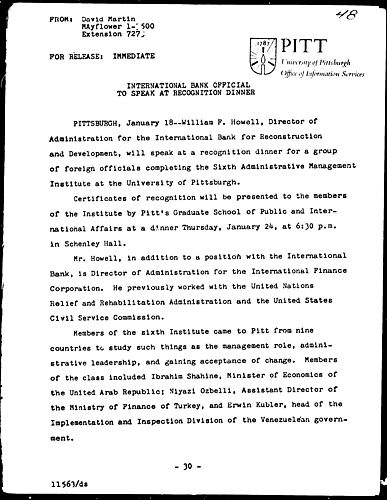 International Bank Official To Speak At Recognition Dinner