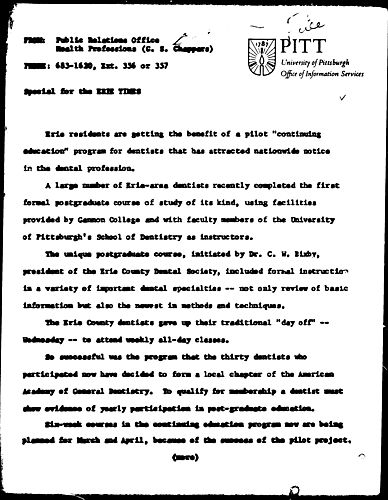 [Pitt Offering Postgraduate Dental Courses In Erie]