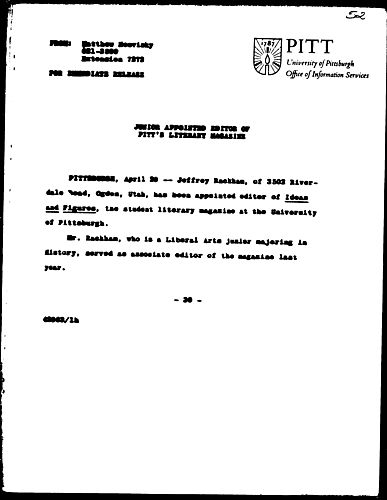 Junior Appointed Editor Of Pitt's Literary Magazine