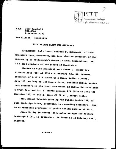 Pitt Alumni Elect New Officers