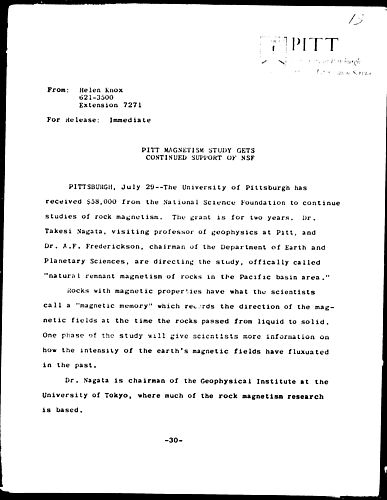 Pitt Magnetism Study Gets Continued Support Of NSF