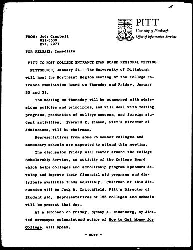 Pitt To Host College Entrance Exam Board Regional Meeting