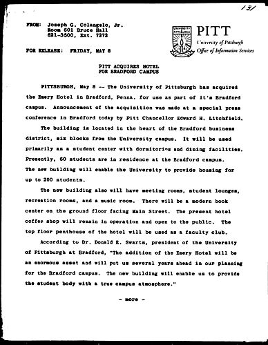 Pitt Acquires Hotel For Bradford Campus