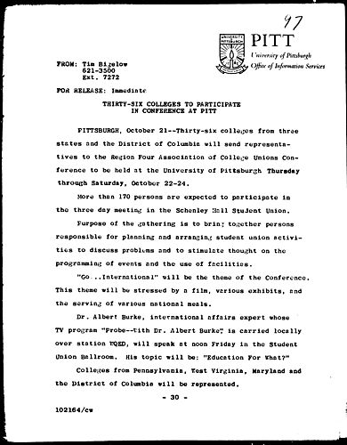 Thirty-Six Colleges To Participate In Conference At Pitt