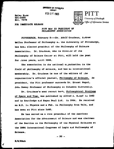 Pitt Man Is President Of Philosophy Association