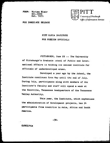 Pitt GSPIA Institute For Foreign Officials