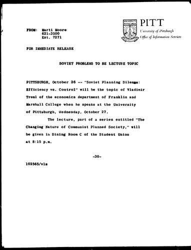 Soviet Problems To Be Lecture Topic