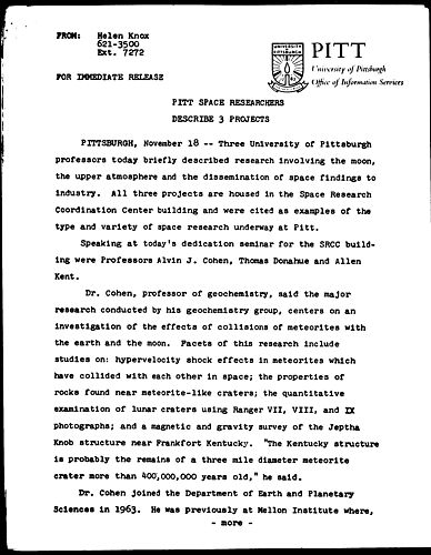 Pitt Space Researchers Describe 3 Projects