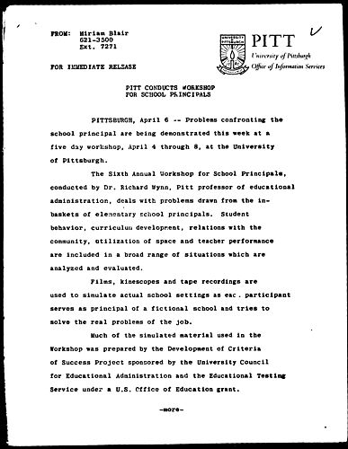 Pitt Conducts Workshop For School Principals