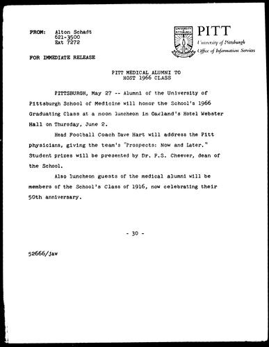 Pitt Medical Alumni To Host 1966 Class