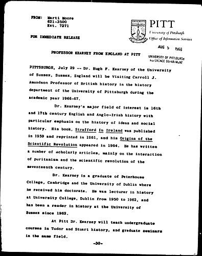 Professor Kearney From England At Pitt