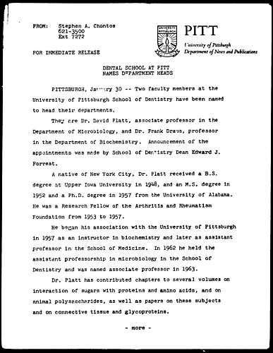 Dental School At Pitt Names Department Heads