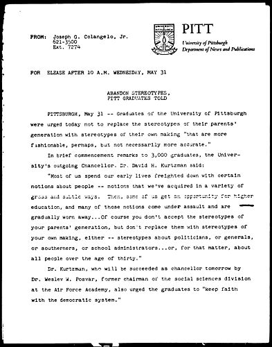 Abandon Stereotypes, Pitt Graduates Told