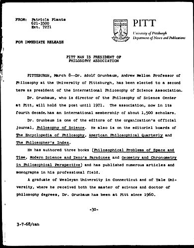 Pitt Man Is President Of Philosophy Association