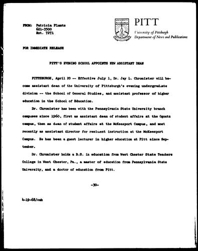 Pitt's Evening School Appoints New Assistant Dean