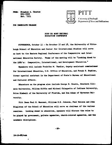 Pitt To Host Regional Education Conference