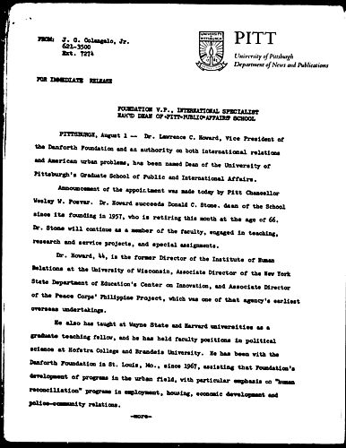 Foundation V.P., International Specialist Named Dean Of Pitt Public Affairs School