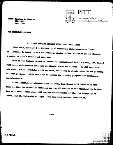 Pitt Dean Touring African Educational Facilities