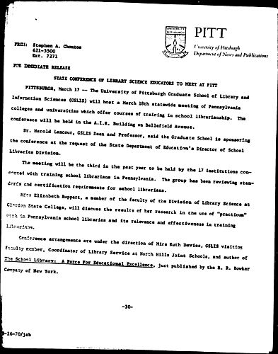 State Conference Of Library Science Educators To Meet At Pitt