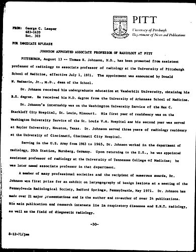 Johnson Appointed Associate Professor Of Radiology At Pitt