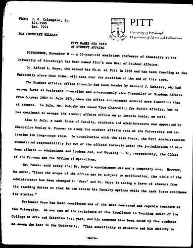 Pitt Names New Head Of Student Affairs