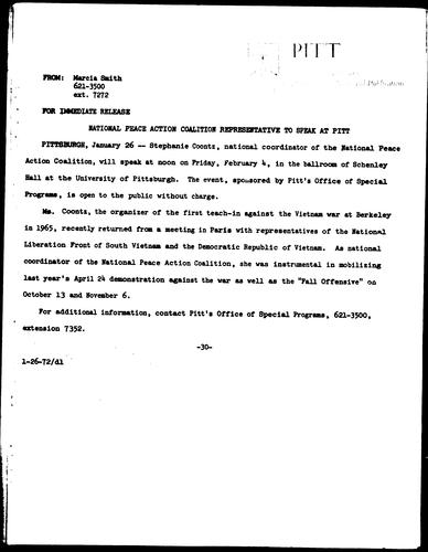 National Peace Action Coalition Representative To Speak At Pitt