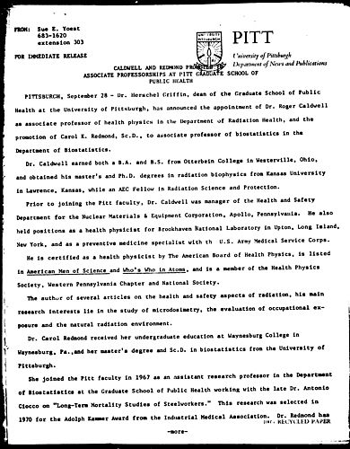 Caldwell And Redmond Promoted To Associate Professorships At Pitt Graduate School Of Publich Health