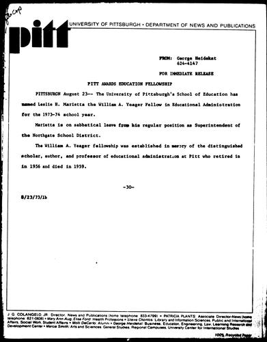 Pitt Awards Education Fellowship