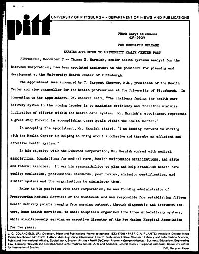 Harnish Appointed To University Health Center Post