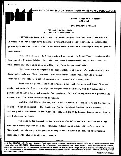 Pitt And PNA To Survey Pittsburgh's Neighborhoods